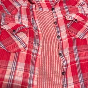 Red plaid button down